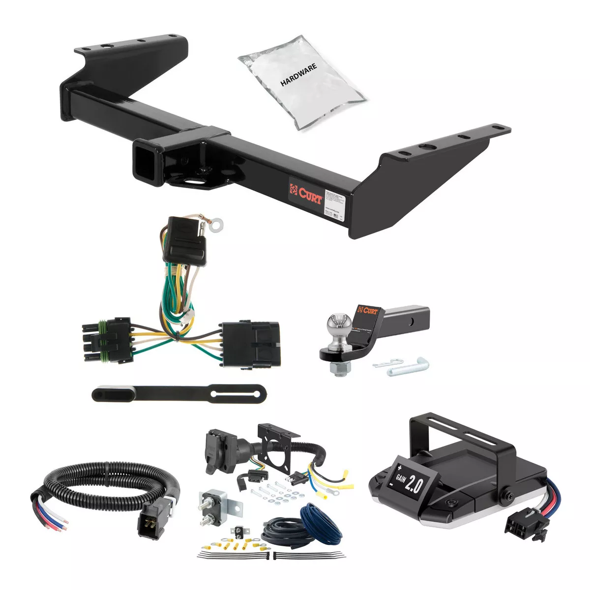 00-02 GMC New body style, 4.8L or 5.3L 2 CURT Trailer Hitch + Assure Proportional Brake Controller Kit HBCW1310
