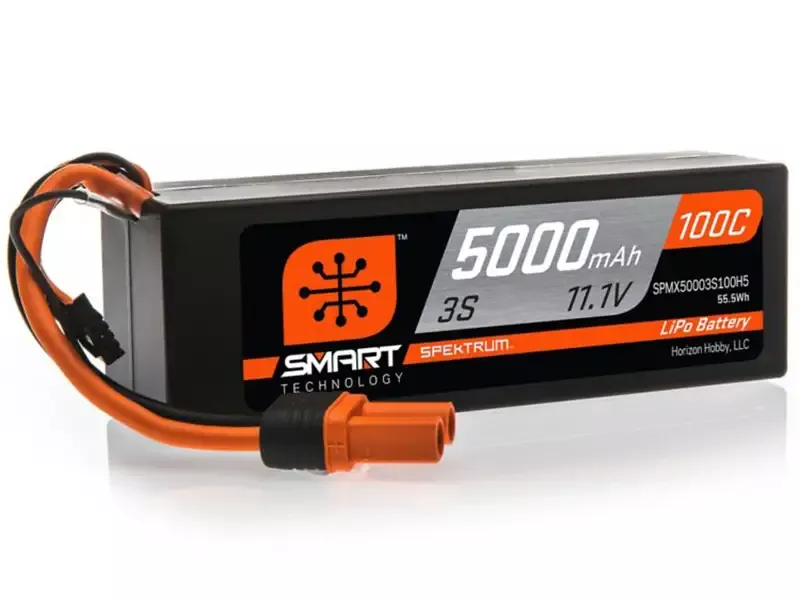 3 Cell 5000mAh 11.1V 100C Smart LiPo, Hardcase: IC5
