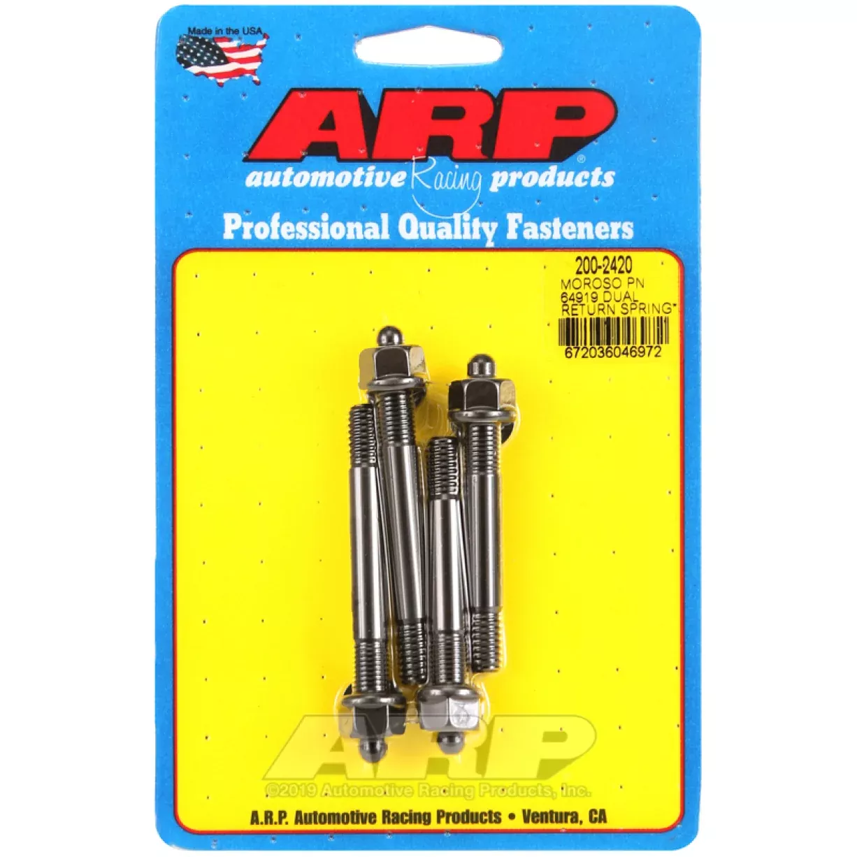 ARP Carburetor Stud - Hex Nuts - Chromoly - Black Oxide - Moroso Dual Throttle Return Spring Bracket - (Set of 4)