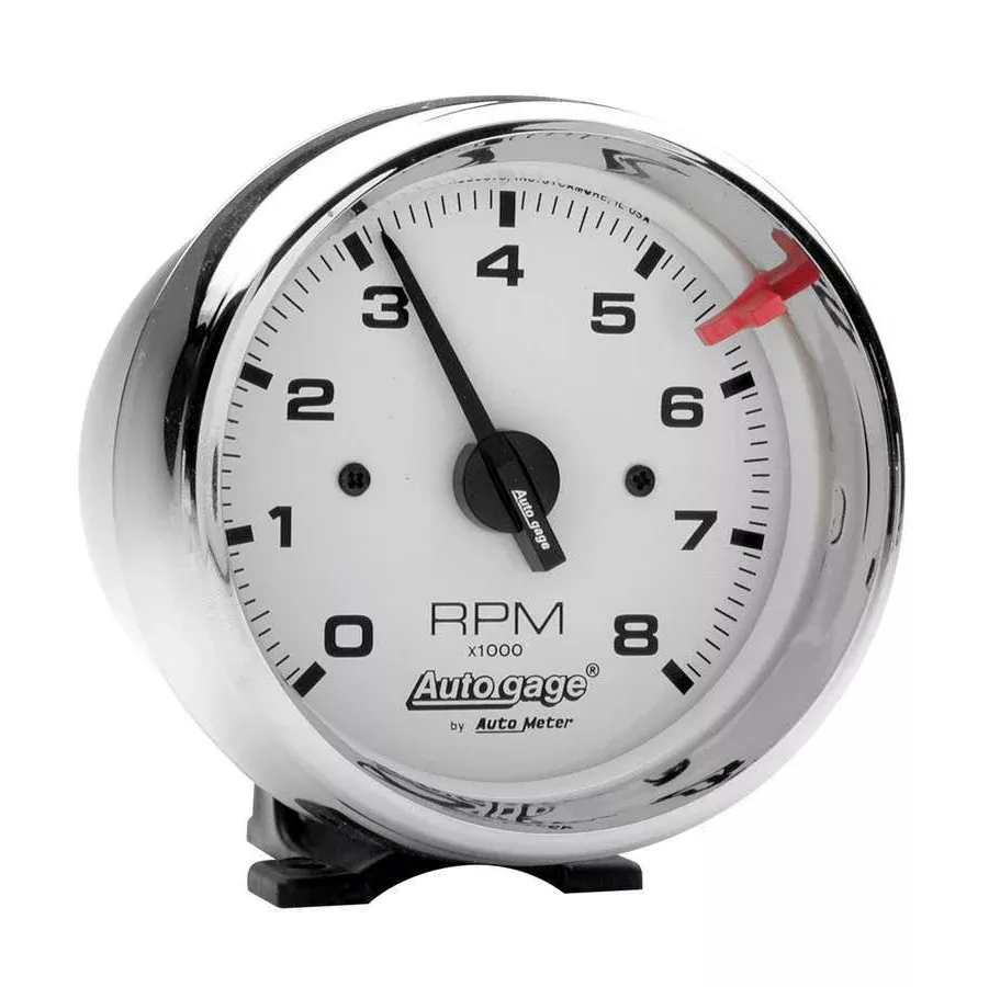 AutoMeter AutoGage Tachometer, 3/34" White Face/Chrome Cup