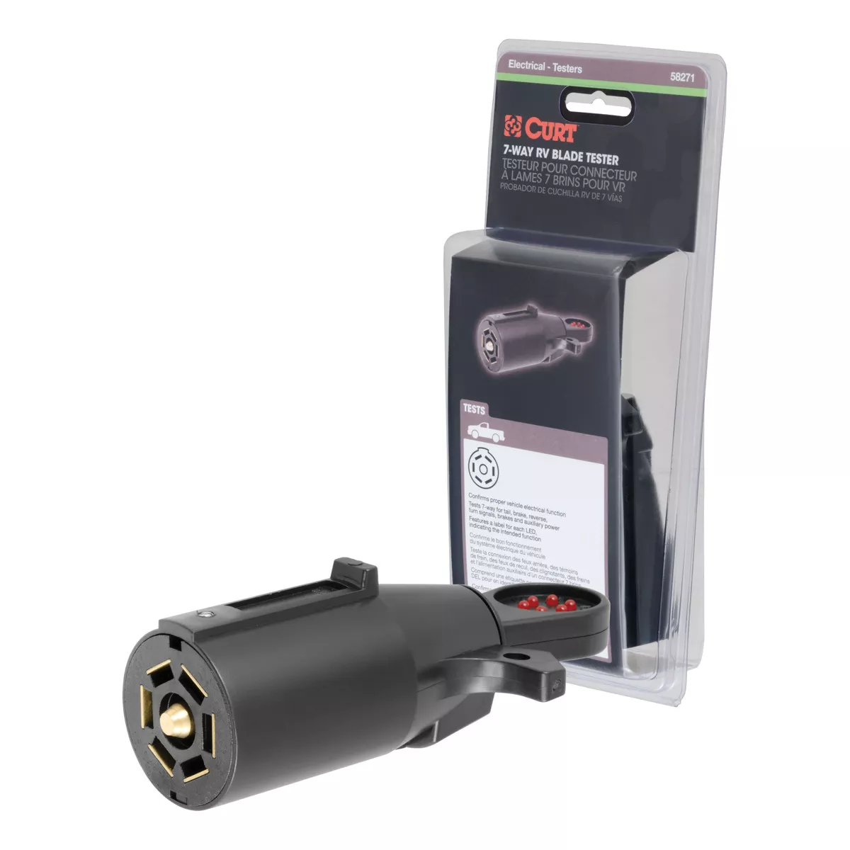CURT 7-Way RV Blade Connector Tester (Packaged) Trailer Wire Tester