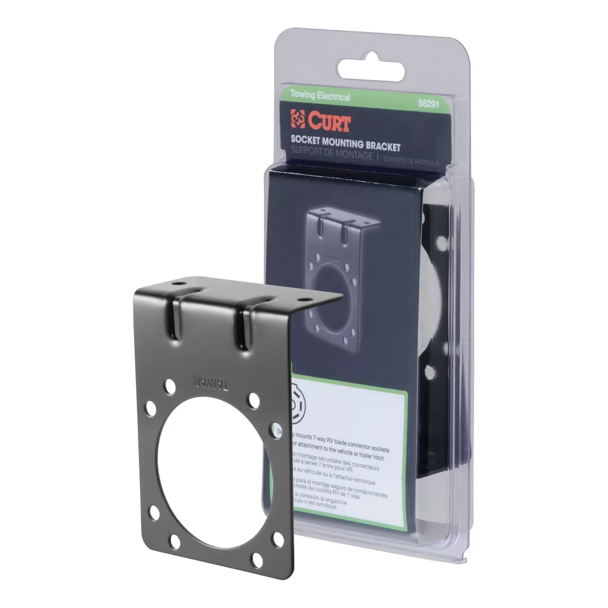 CURT Connector Mounting Bracket for 7-Way RV Blade (Black, Packaged) Trailer Wire Connector Mounting Bracket