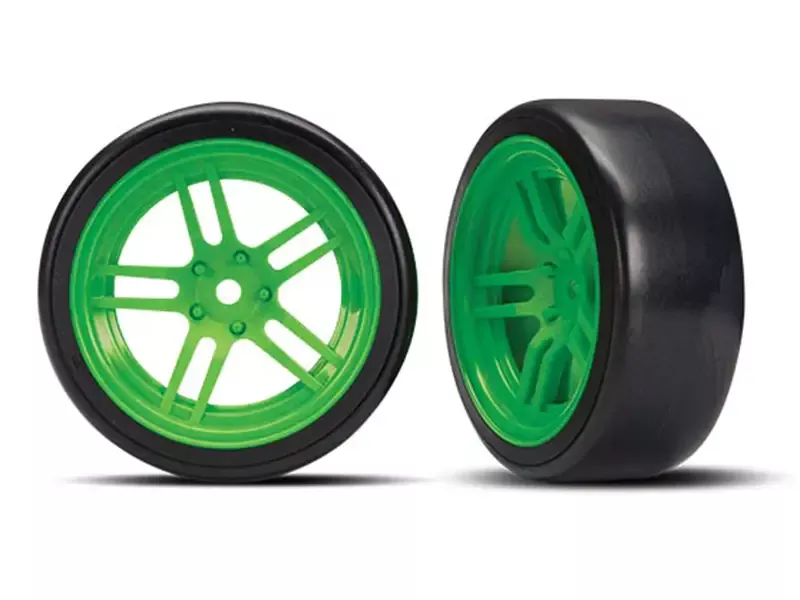 Drift Tires w/Green Split Spoke Wheels: Frt