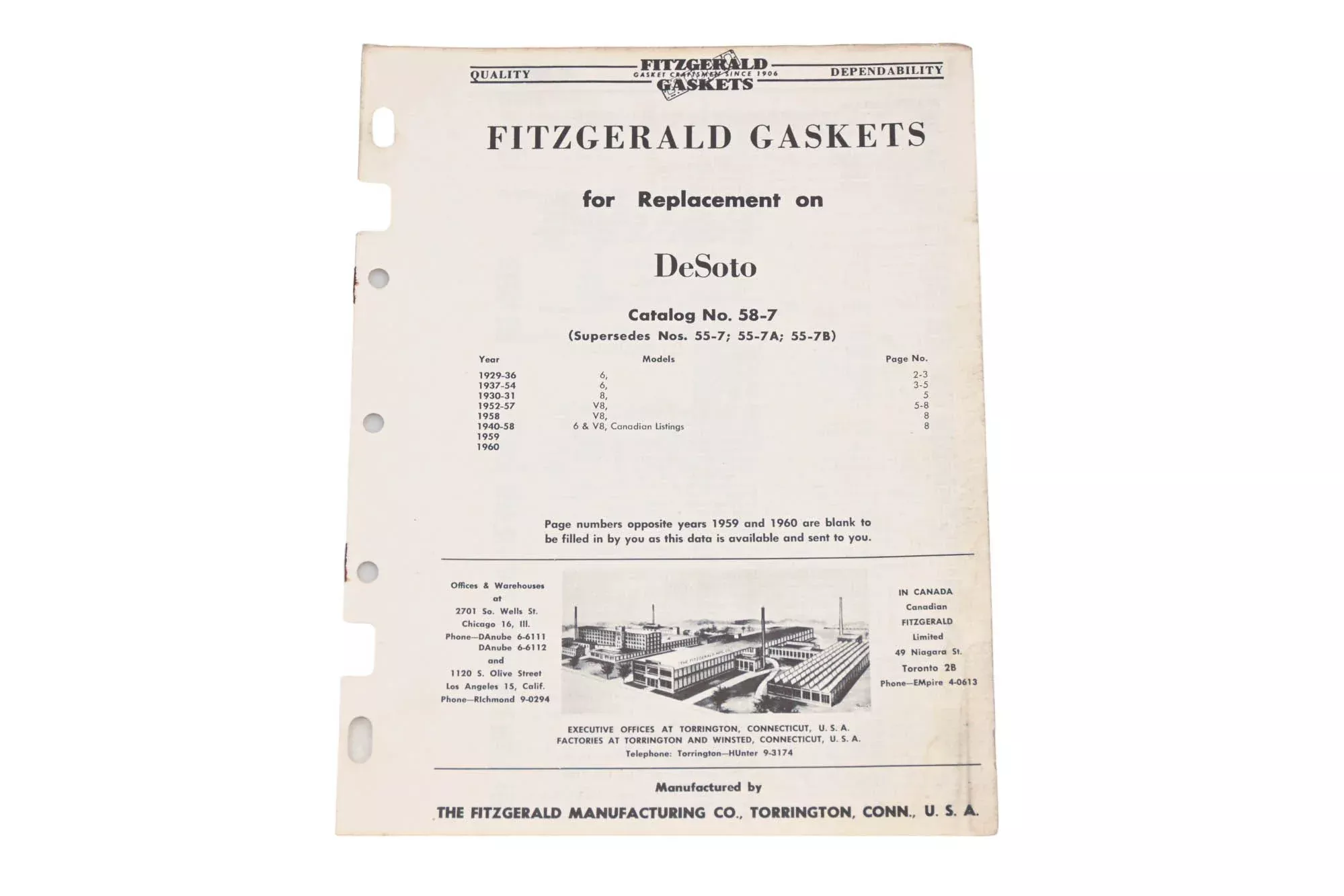Fitzgerald 58-7 DeSoto Replacement Gaskets Catalog