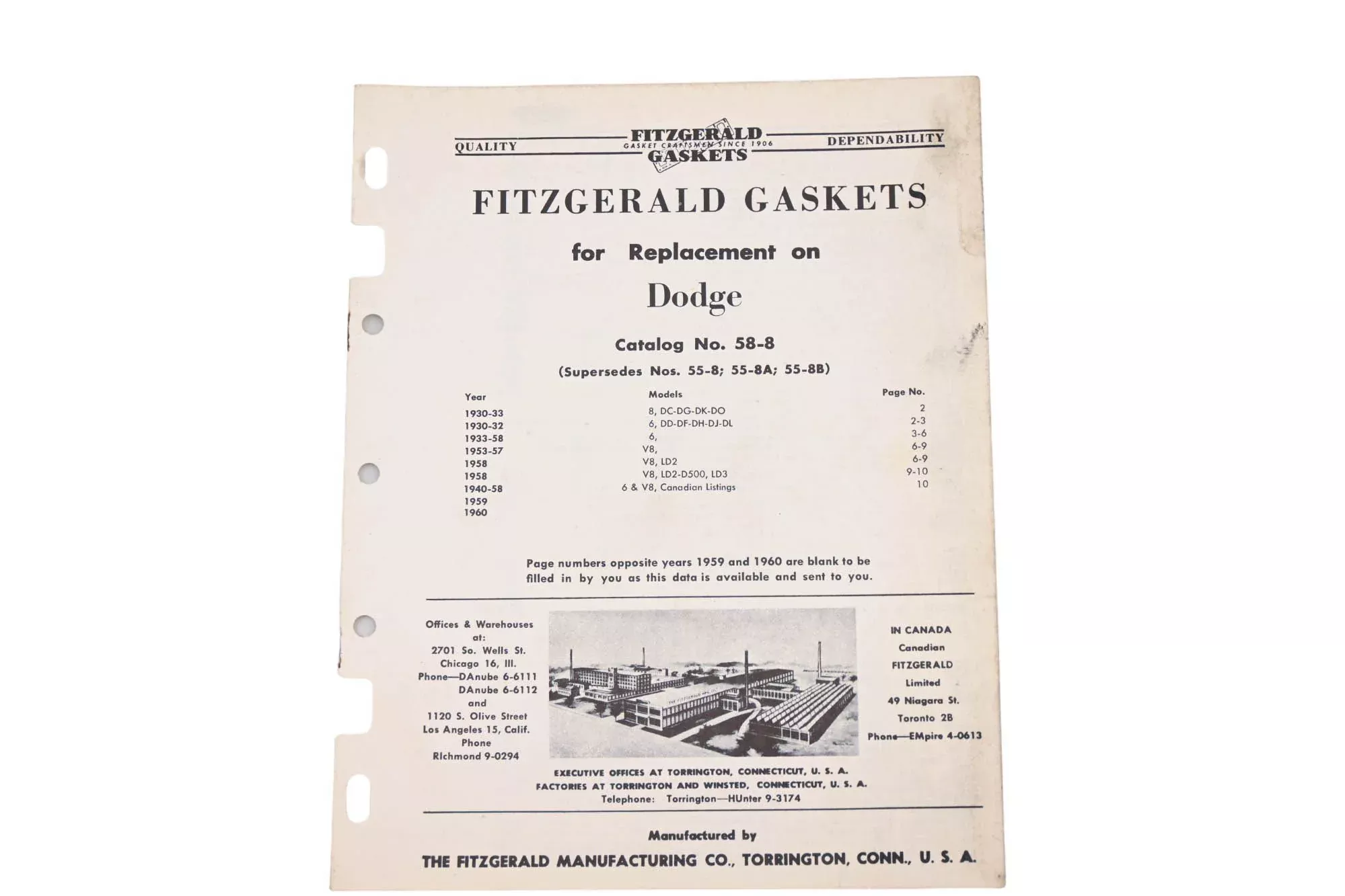 Fitzgerald 58-8 Dodge Replacement Gaskets Catalog