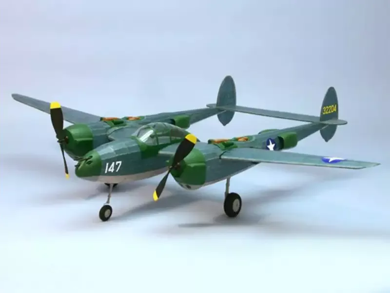 P-38 F/M Rubber Powered Lightning Kit, 30″
