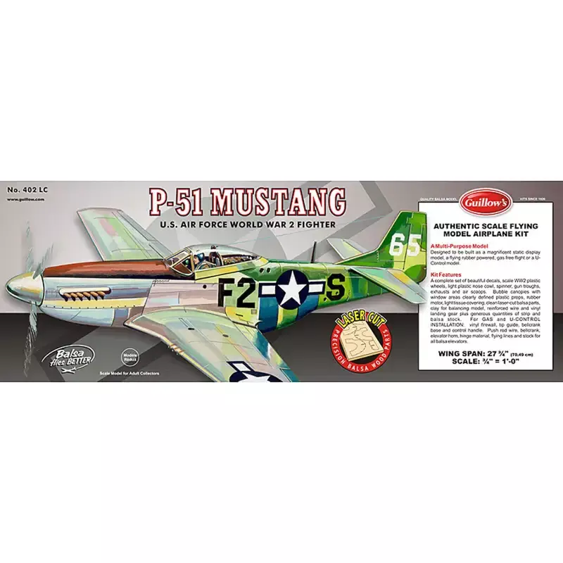 P-51 Mustang Laser Cut Kit, 27.5″