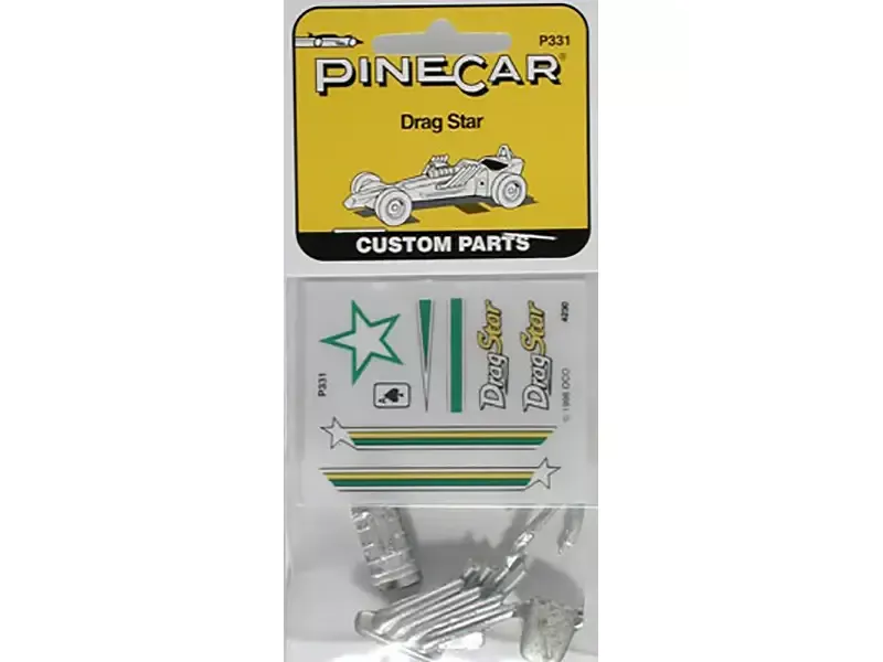 Pine Car Custom Parts w/Decals, Drag Star