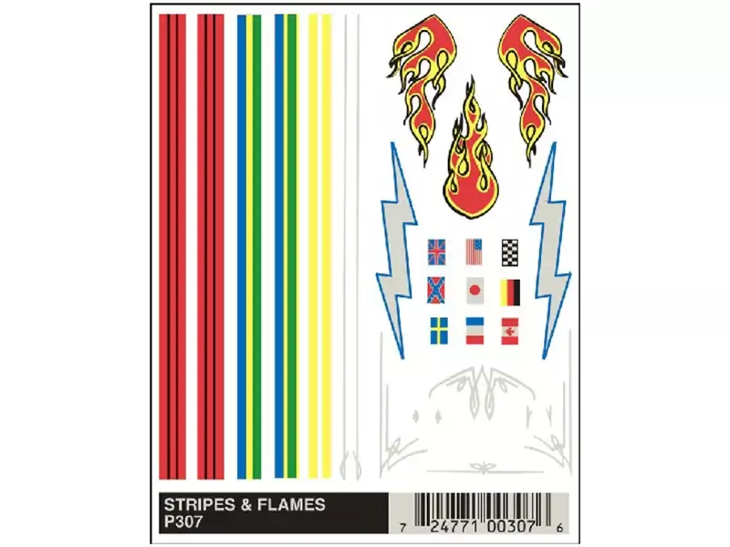 Pine Car Dry TransferStripes & Flames